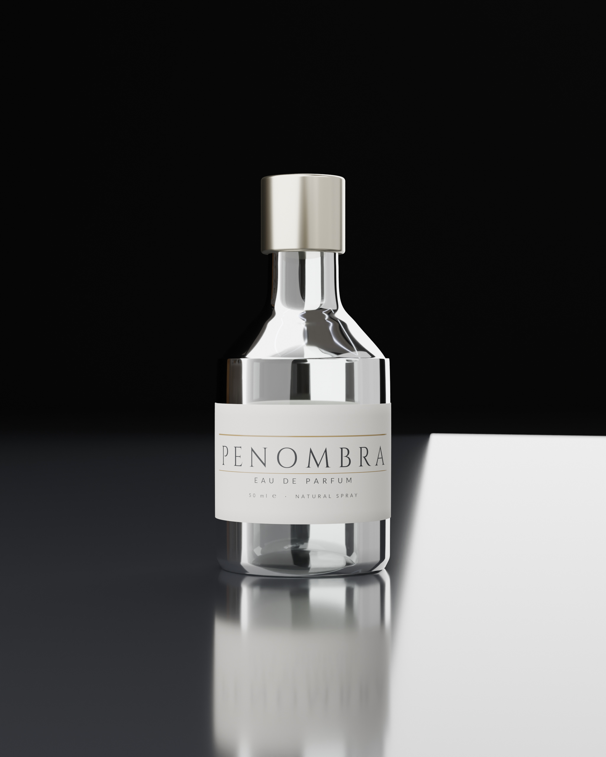 Symmetric front view, label readable